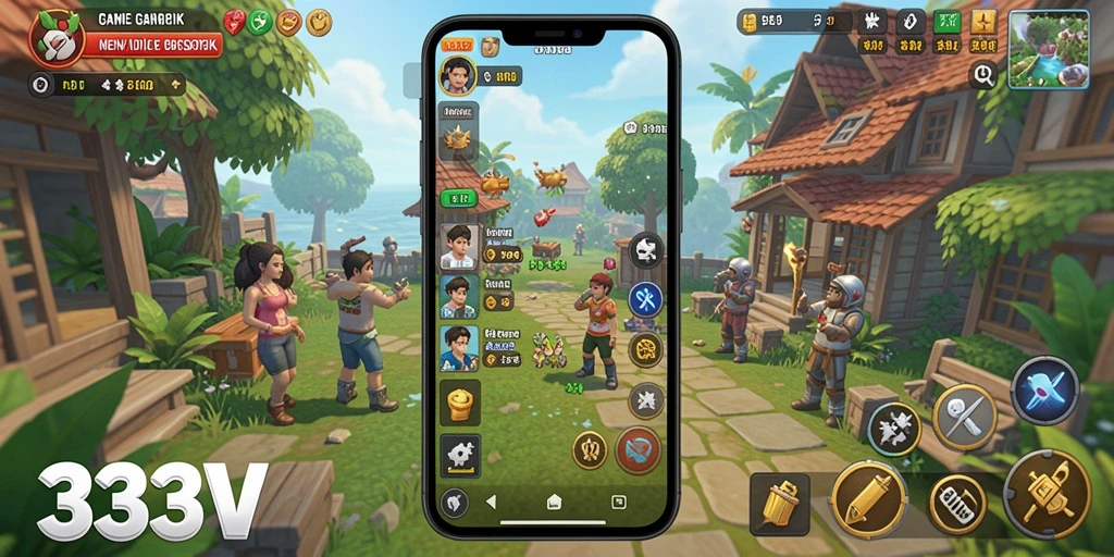 Tampilan gameplay 333V yang menarik dengan elemen Idle yang asyik.