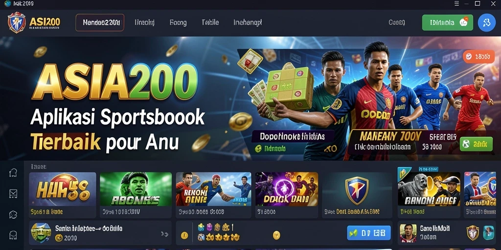 Tampilan screenshot ASIA200 yang menampilkan fitur taruhan olahraga.