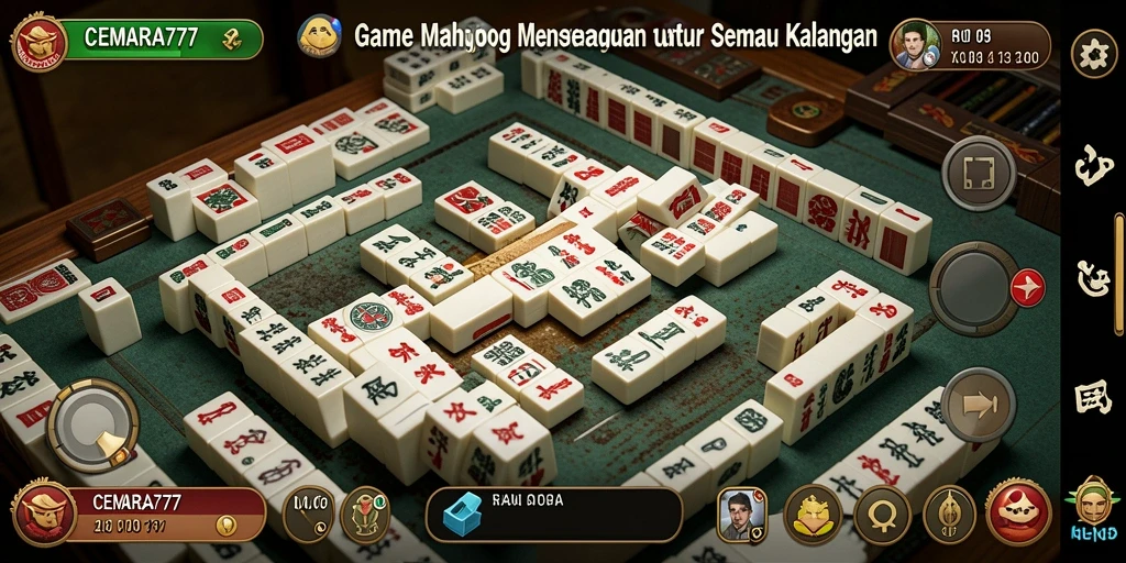 Tampilan gameplay CEMARA777 dengan tantangan seru Mahjong.