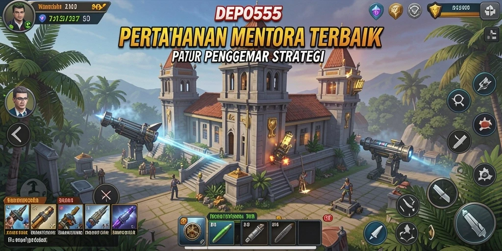 Screenshot gameplay DEPO555 menampilkan aksi seru dalam Tower Defense.