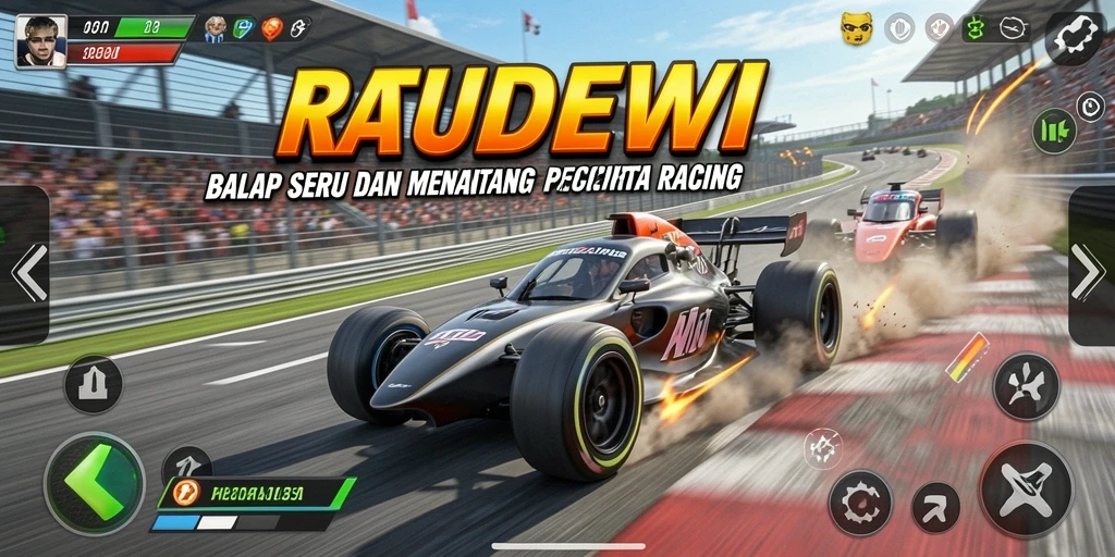 Gameplay balap seru dalam RATUDEWI dengan berbagai kendaraan.