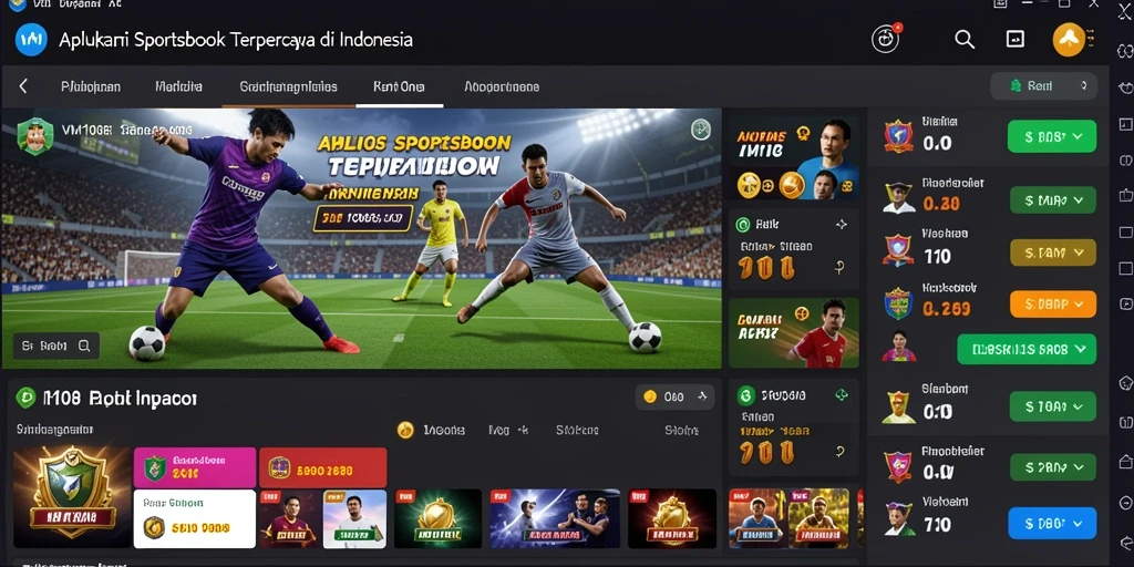 Screenshot VM108 menampilkan interface taruhan olahraga yang dinamis.