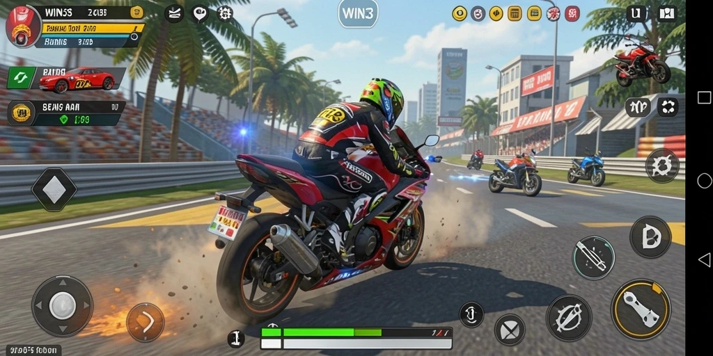 Tampilan aksi balapan motor dalam WIN33 yang mendebarkan.